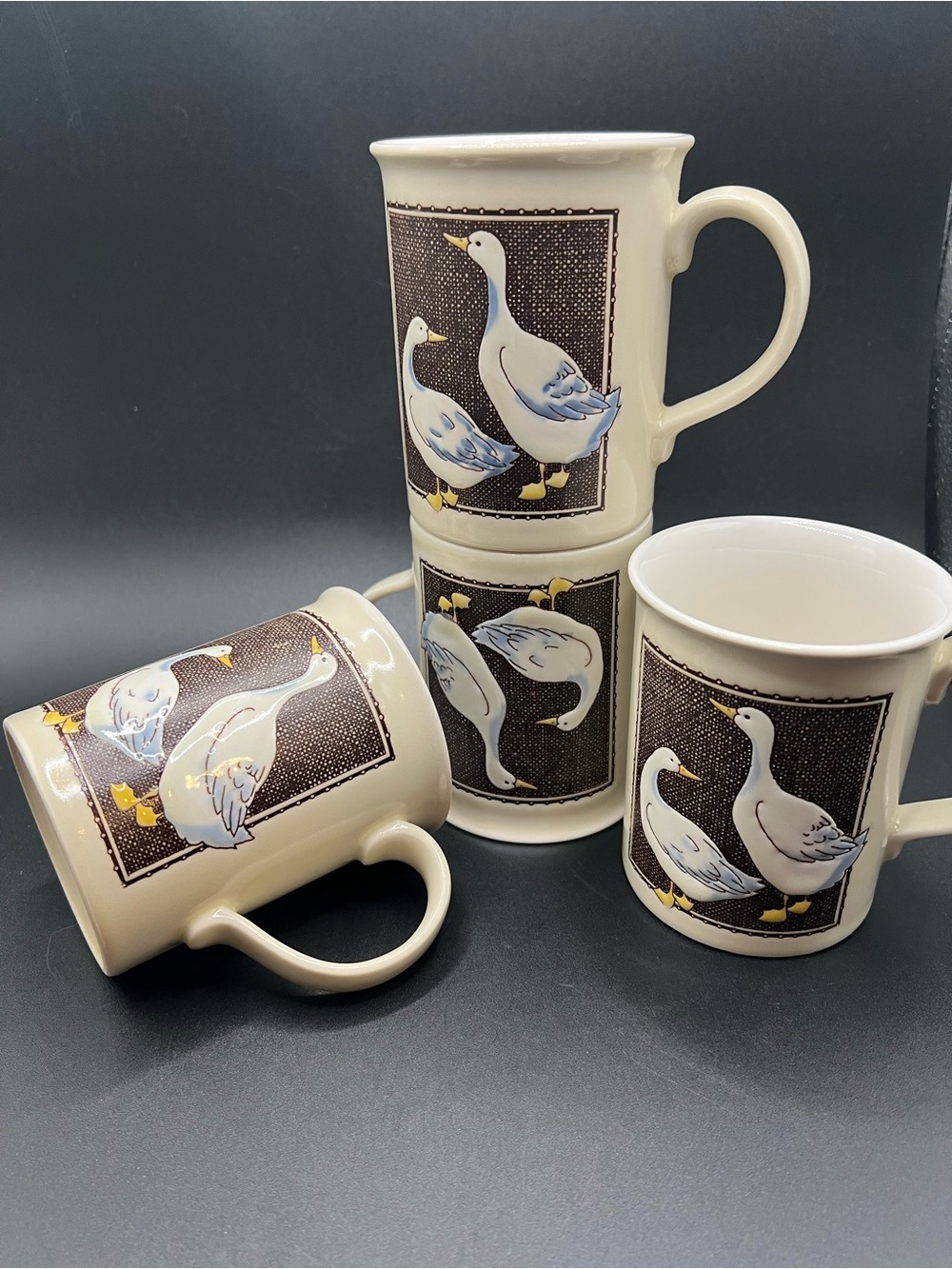 ✨ Vintage Otagiri Japan Country Goose Ceramic Mug Set (4)